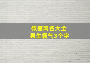 微信网名大全男生霸气3个字