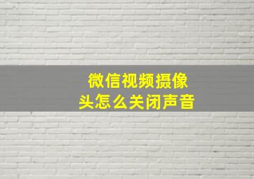 微信视频摄像头怎么关闭声音