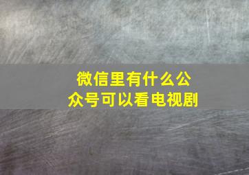 微信里有什么公众号可以看电视剧