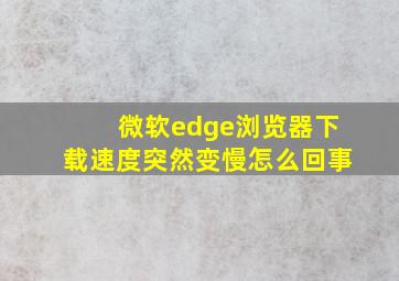 微软edge浏览器下载速度突然变慢怎么回事