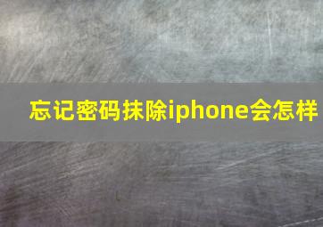 忘记密码抹除iphone会怎样