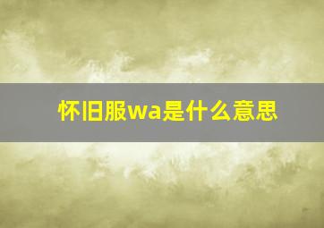 怀旧服wa是什么意思