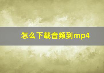 怎么下载音频到mp4