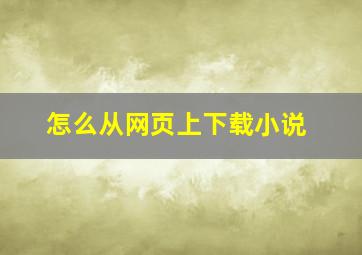 怎么从网页上下载小说