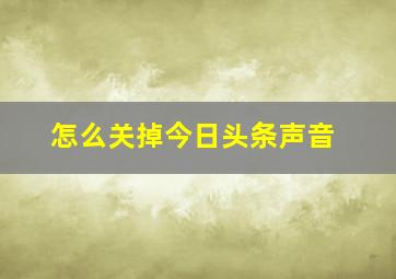 怎么关掉今日头条声音