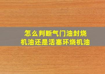 怎么判断气门油封烧机油还是活塞环烧机油