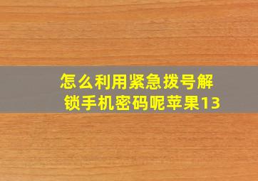 怎么利用紧急拨号解锁手机密码呢苹果13