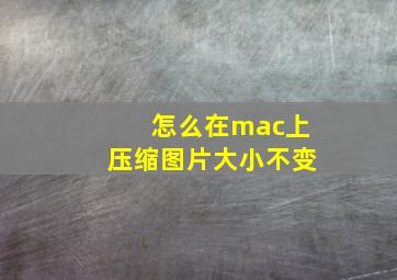 怎么在mac上压缩图片大小不变