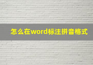 怎么在word标注拼音格式