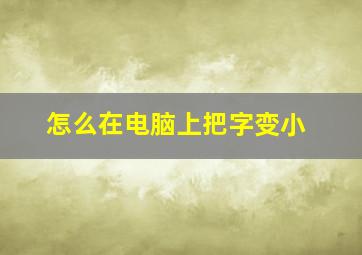 怎么在电脑上把字变小