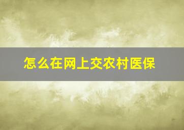 怎么在网上交农村医保