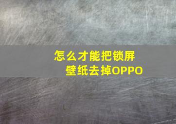 怎么才能把锁屏壁纸去掉OPPO