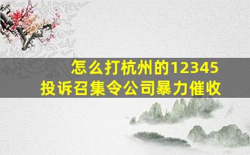 怎么打杭州的12345投诉召集令公司暴力催收