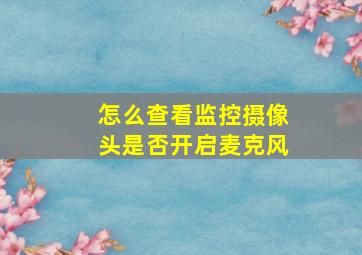 怎么查看监控摄像头是否开启麦克风