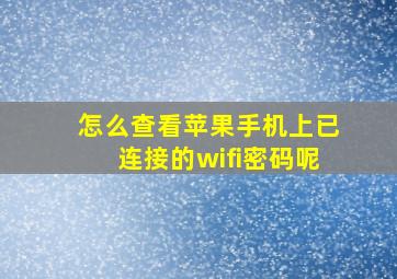 怎么查看苹果手机上已连接的wifi密码呢