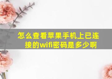 怎么查看苹果手机上已连接的wifi密码是多少啊