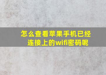 怎么查看苹果手机已经连接上的wifi密码呢