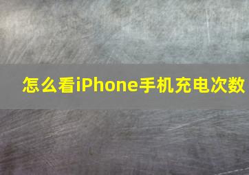 怎么看iPhone手机充电次数