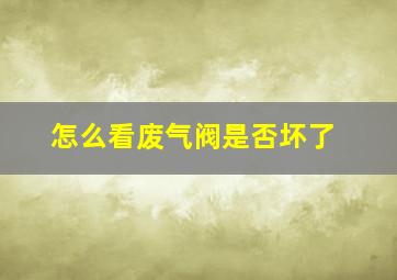 怎么看废气阀是否坏了