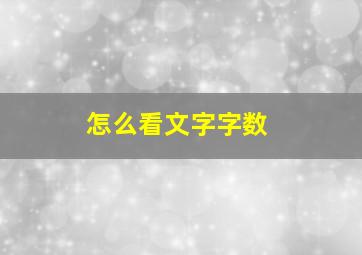 怎么看文字字数