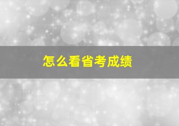 怎么看省考成绩