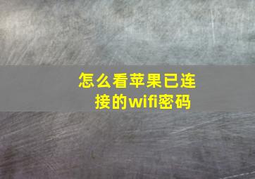 怎么看苹果已连接的wifi密码