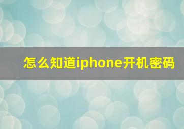 怎么知道iphone开机密码