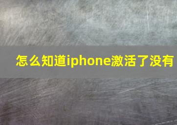 怎么知道iphone激活了没有