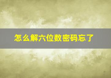 怎么解六位数密码忘了