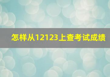 怎样从12123上查考试成绩