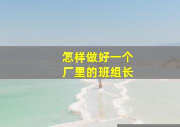 怎样做好一个厂里的班组长