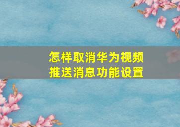 怎样取消华为视频推送消息功能设置