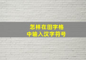 怎样在田字格中输入汉字符号