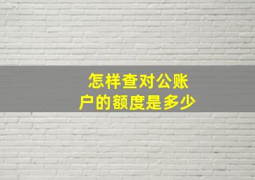 怎样查对公账户的额度是多少