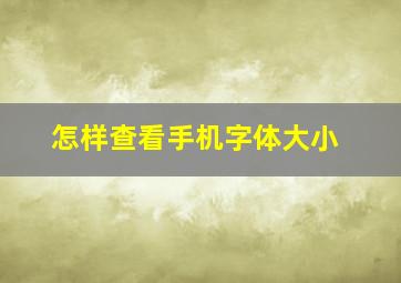 怎样查看手机字体大小