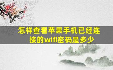 怎样查看苹果手机已经连接的wifi密码是多少