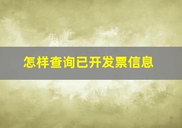 怎样查询已开发票信息