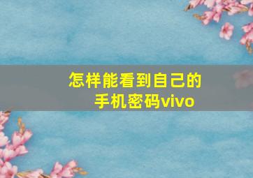 怎样能看到自己的手机密码vivo