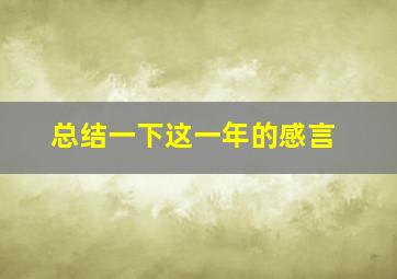 总结一下这一年的感言