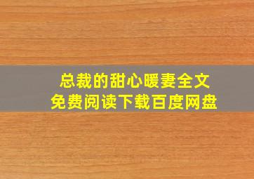 总裁的甜心暖妻全文免费阅读下载百度网盘