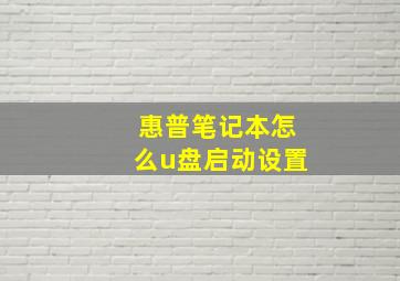 惠普笔记本怎么u盘启动设置