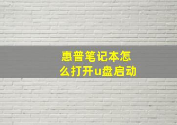 惠普笔记本怎么打开u盘启动