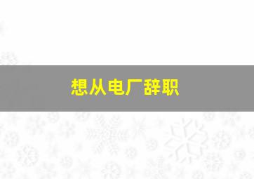 想从电厂辞职