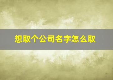 想取个公司名字怎么取