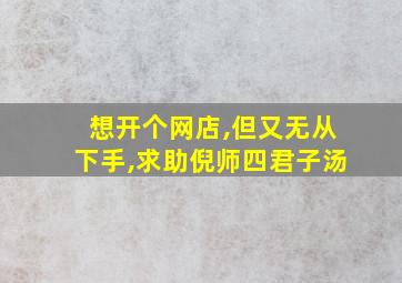 想开个网店,但又无从下手,求助倪师四君子汤