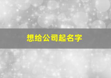 想给公司起名字