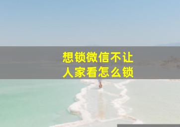 想锁微信不让人家看怎么锁