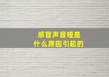 感冒声音哑是什么原因引起的