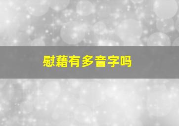 慰藉有多音字吗