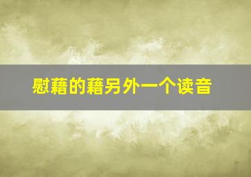 慰藉的藉另外一个读音